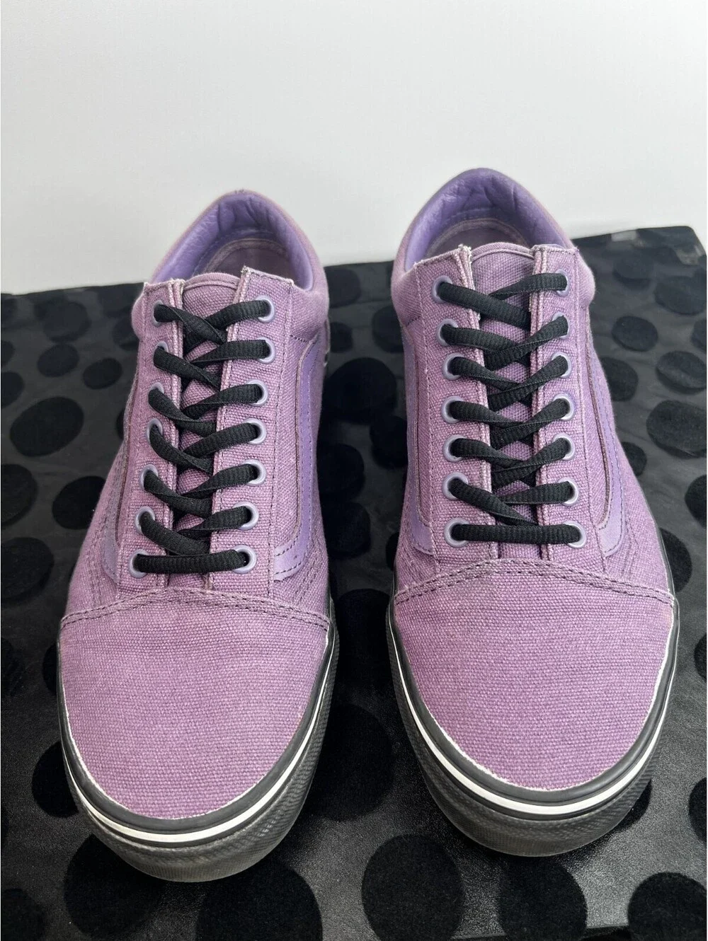 Vans Old Skool Washed Purple Canvas Black Sole Shoes Men's 9 Women's 10.5